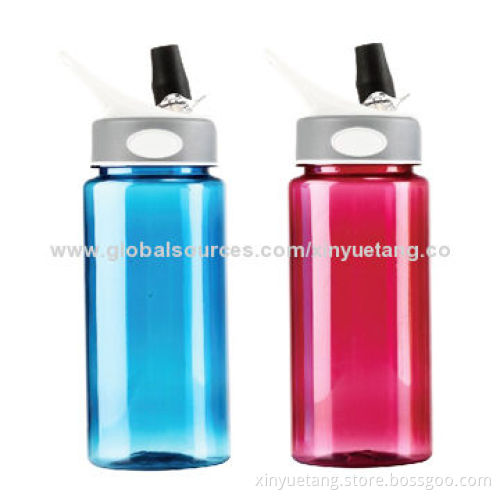 600mL Customized Logo Plastic Water Bottles with Straw, 75x210mm SizeNew